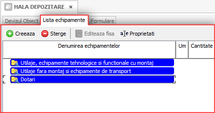 Lista echipamente
